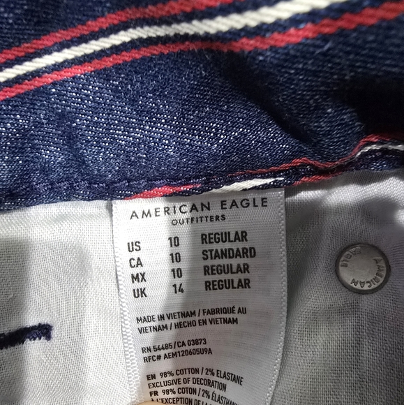 American Eagle Super Stretch Hi-Rise Denim Mini Skirt Red Stripe Size 10 NWOT - Picture 4 of 8